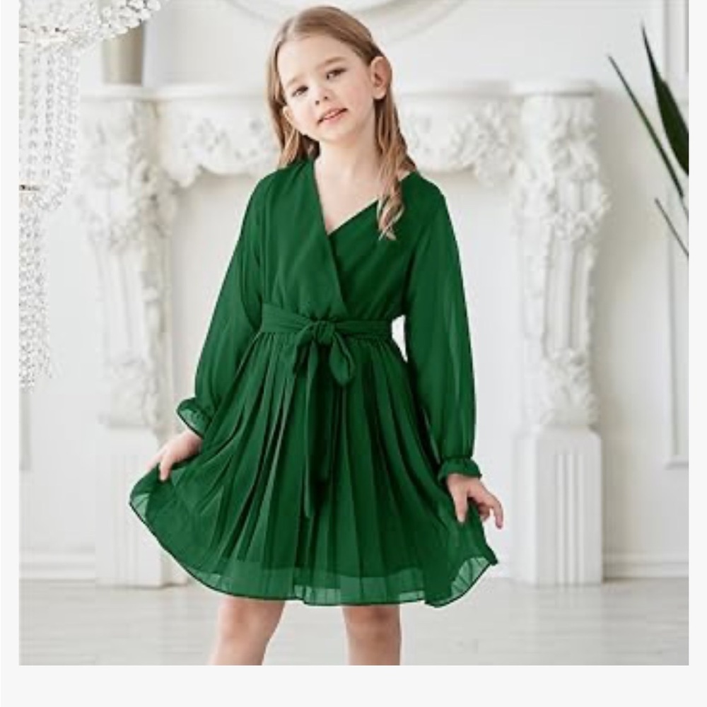 Girls Dresses Long Sleeve Pleated Dress Wrap NWT